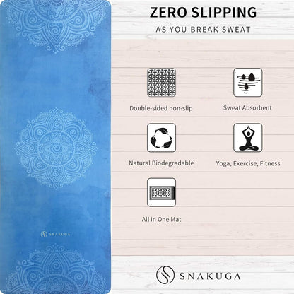 Travel Yoga Mat, Non Slip Exercise Suede Mat with Carry Bag, All-Purpose Fitness Mat with High Density Anti-Tear Surface for Women, Ideal for Pilates Workout (72'' X 24'' X 1.5Mm Thick)